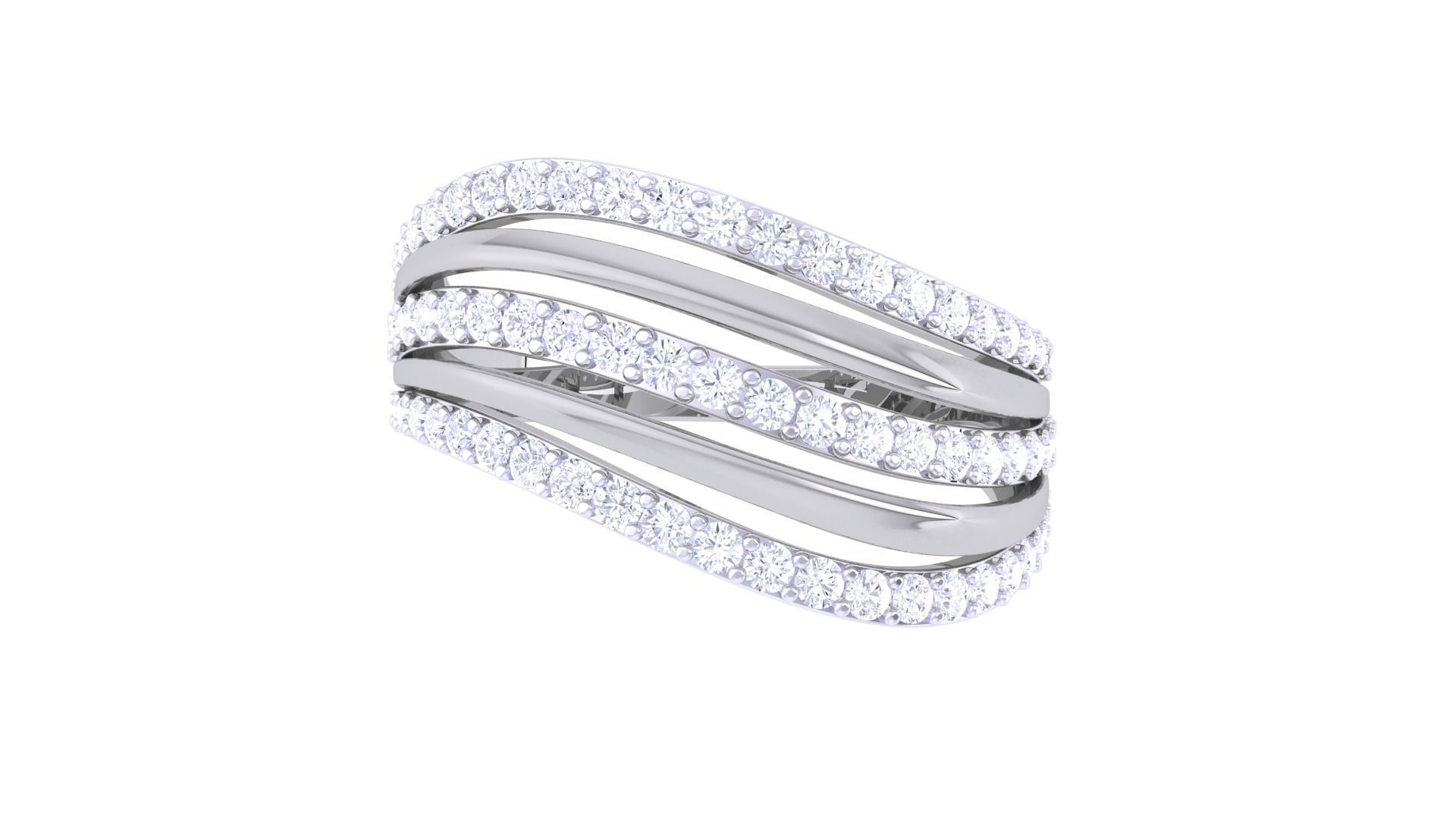 Wire High Jewelry Diamond Cocktail Ring 3dm stl obj 3D print model_8