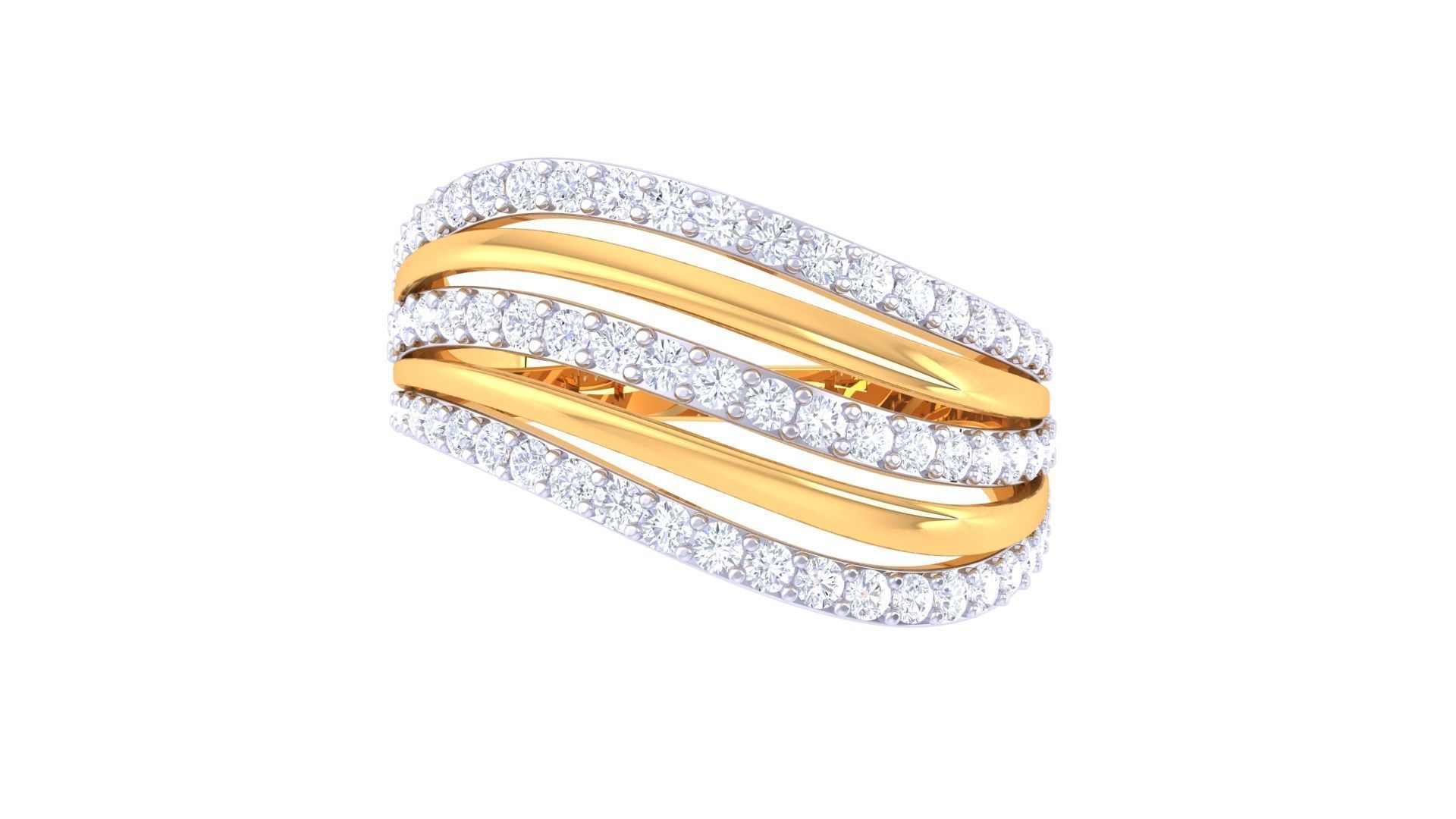 Wire High Jewelry Diamond Cocktail Ring 3dm stl obj 3D print model_7