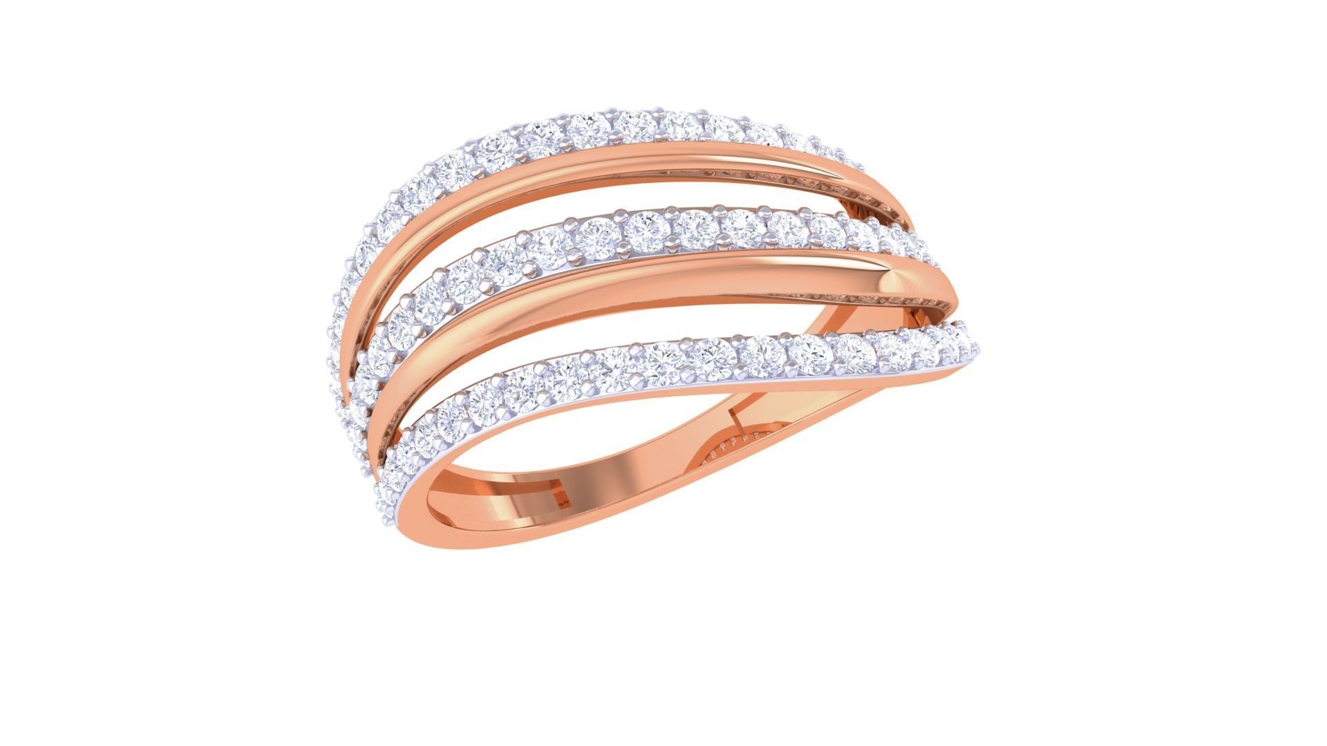 Wire High Jewelry Diamond Cocktail Ring 3dm stl obj 3D print model_6