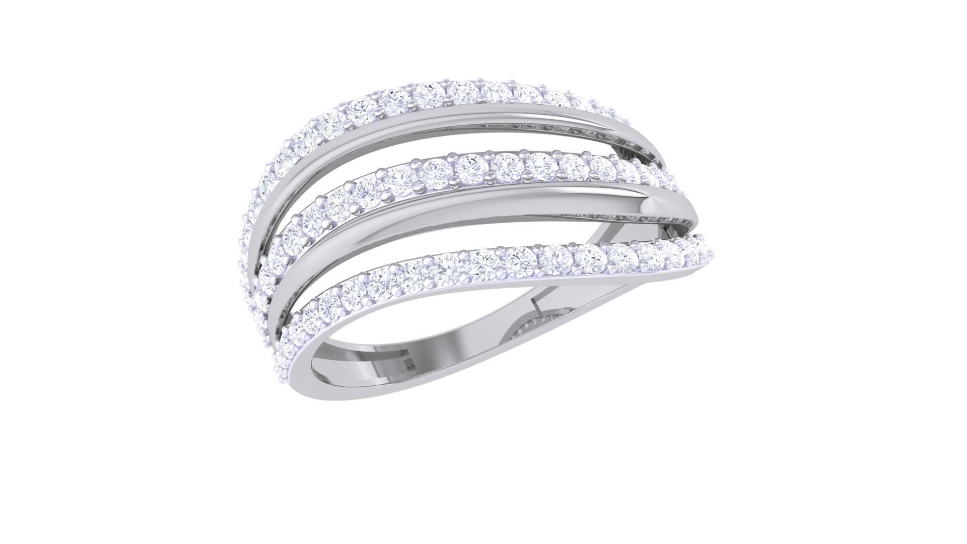 Wire High Jewelry Diamond Cocktail Ring 3dm stl obj 3D print model_5