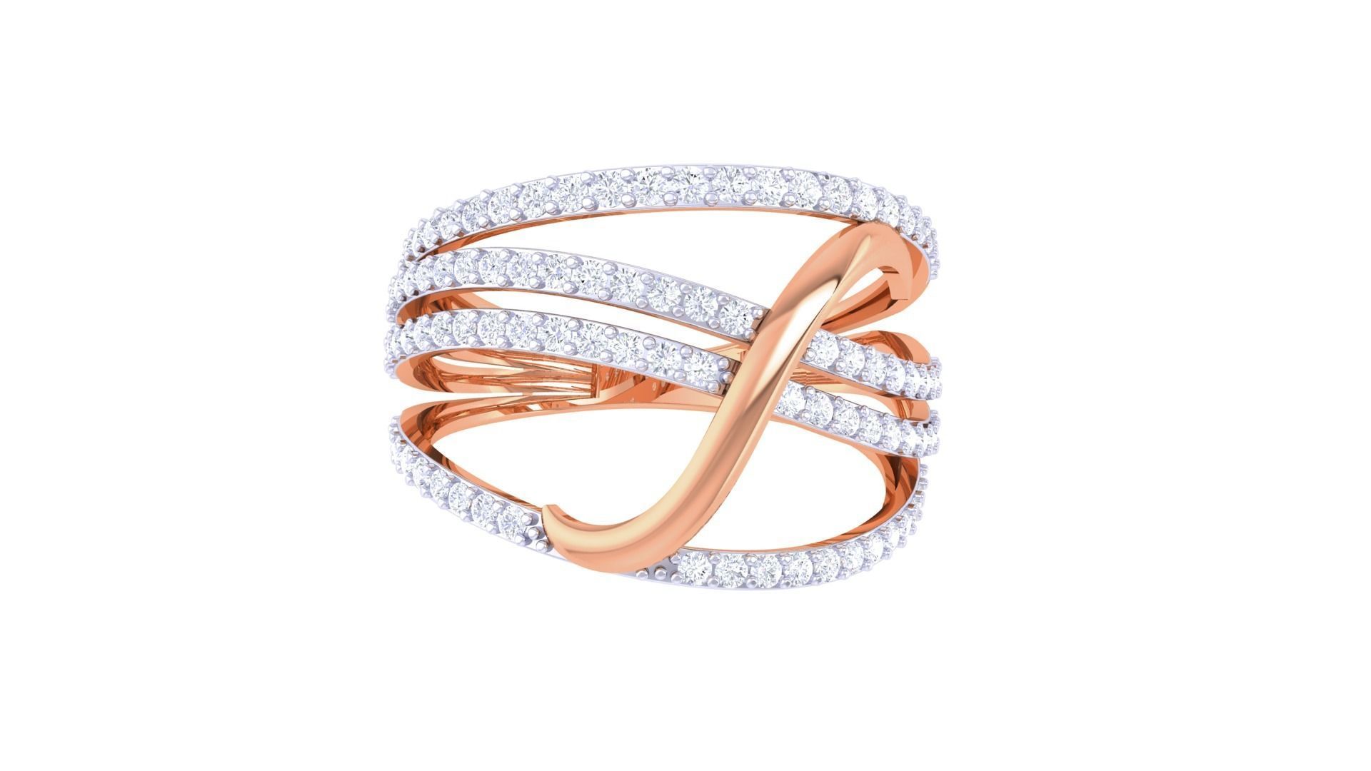 Wire High Jewelry Diamond Cocktail Ring 3dm stl obj 3D print model_8