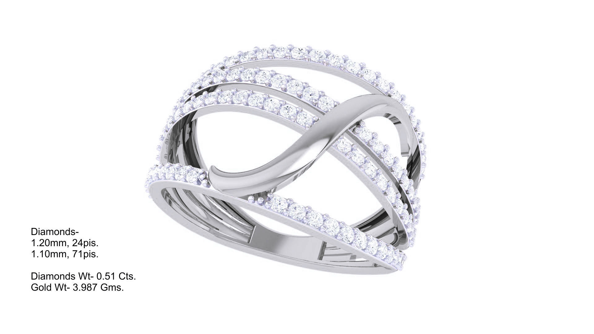 Wire High Jewelry Diamond Cocktail Ring 3dm stl obj 3D print model_2