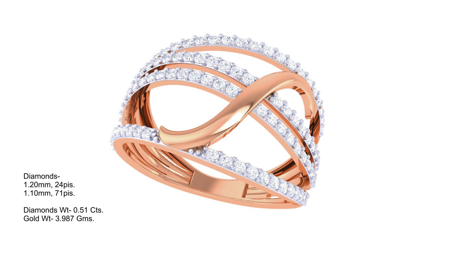 Wire High Jewelry Diamond Cocktail Ring 3dm stl obj 3D print model_1