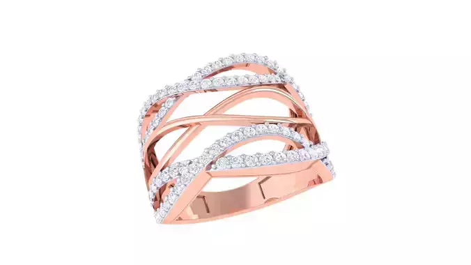 Wire High Jewelry Diamond Cocktail Ring 3dm stl obj