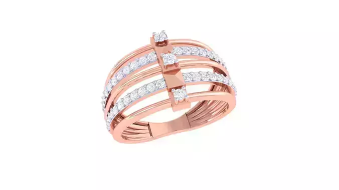 Wire High Jewelry Diamond Cocktail Ring 3dm stl obj