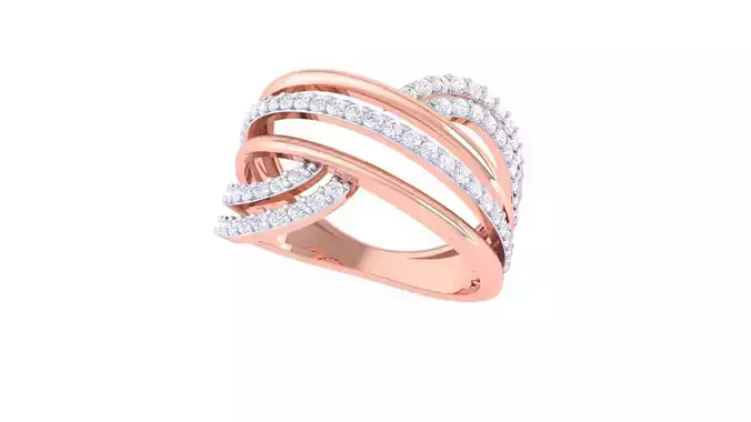 Wire High Jewelry Diamond Cocktail Ring 3dm stl obj