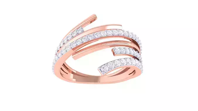 Wire High Jewelry Diamond Cocktail Ring 3dm stl obj