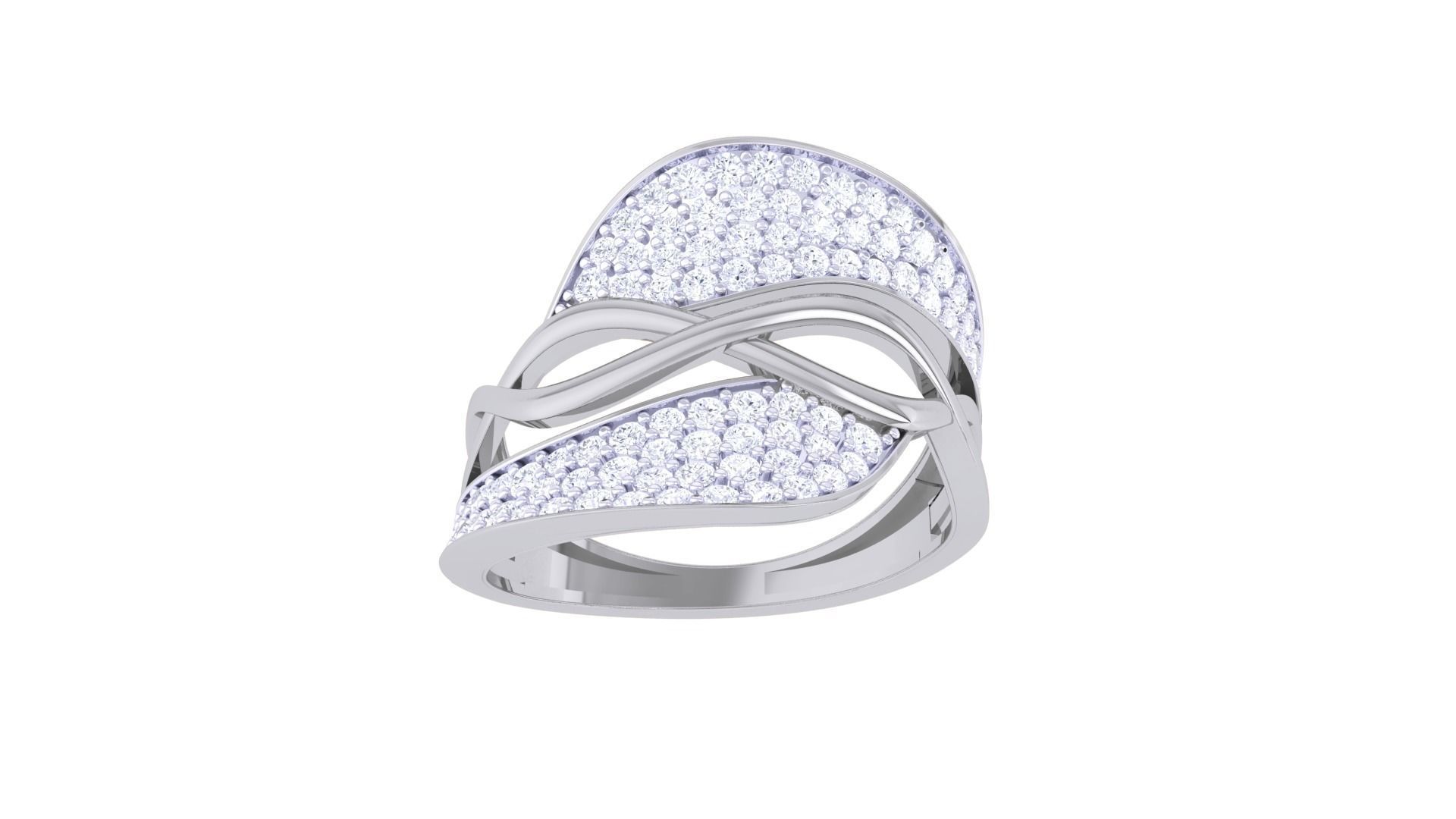 Wire High Jewelry Diamond Cocktail Ring 3dm stl obj 3D print model_5