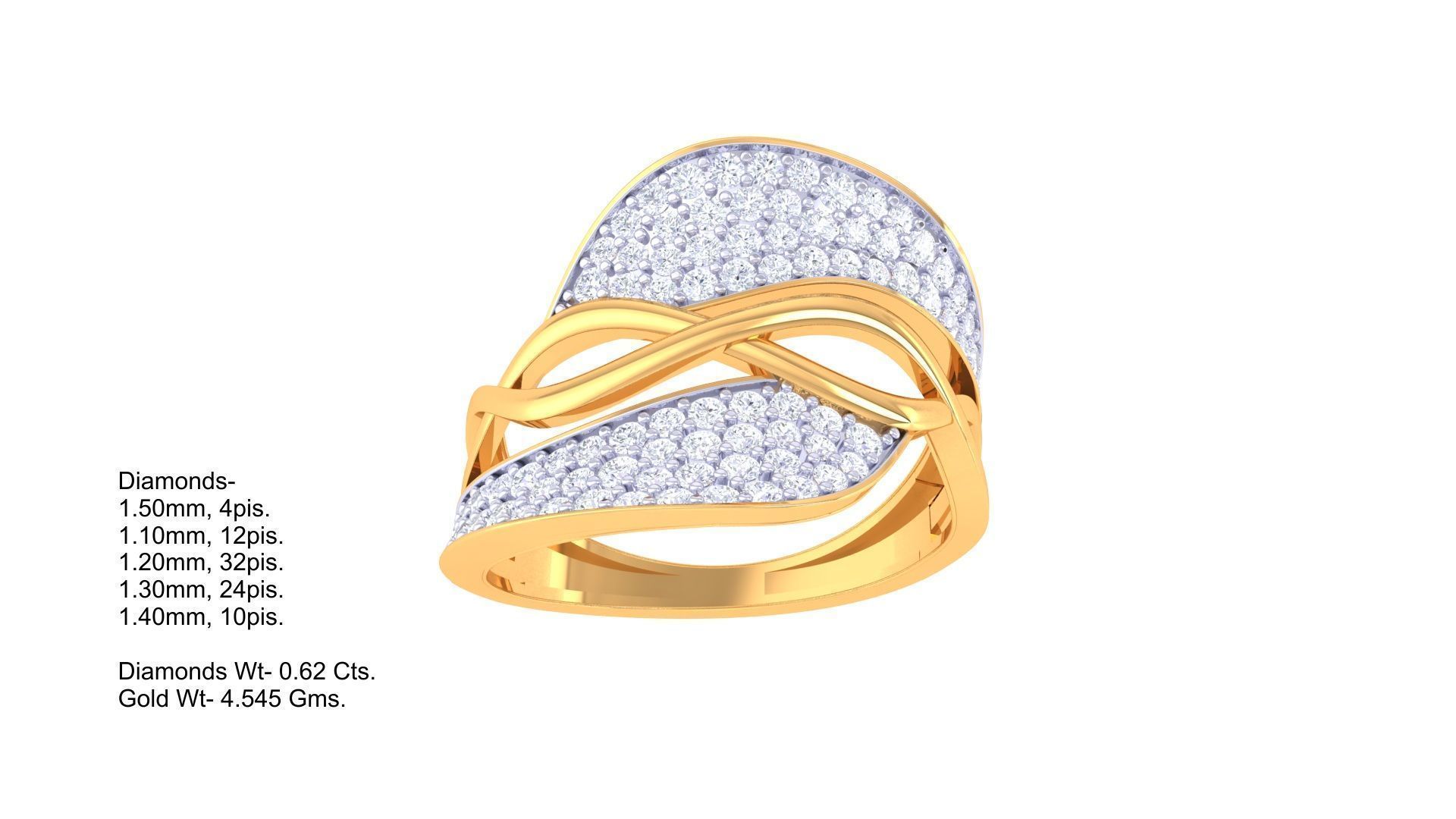 Wire High Jewelry Diamond Cocktail Ring 3dm stl obj 3D print model_1