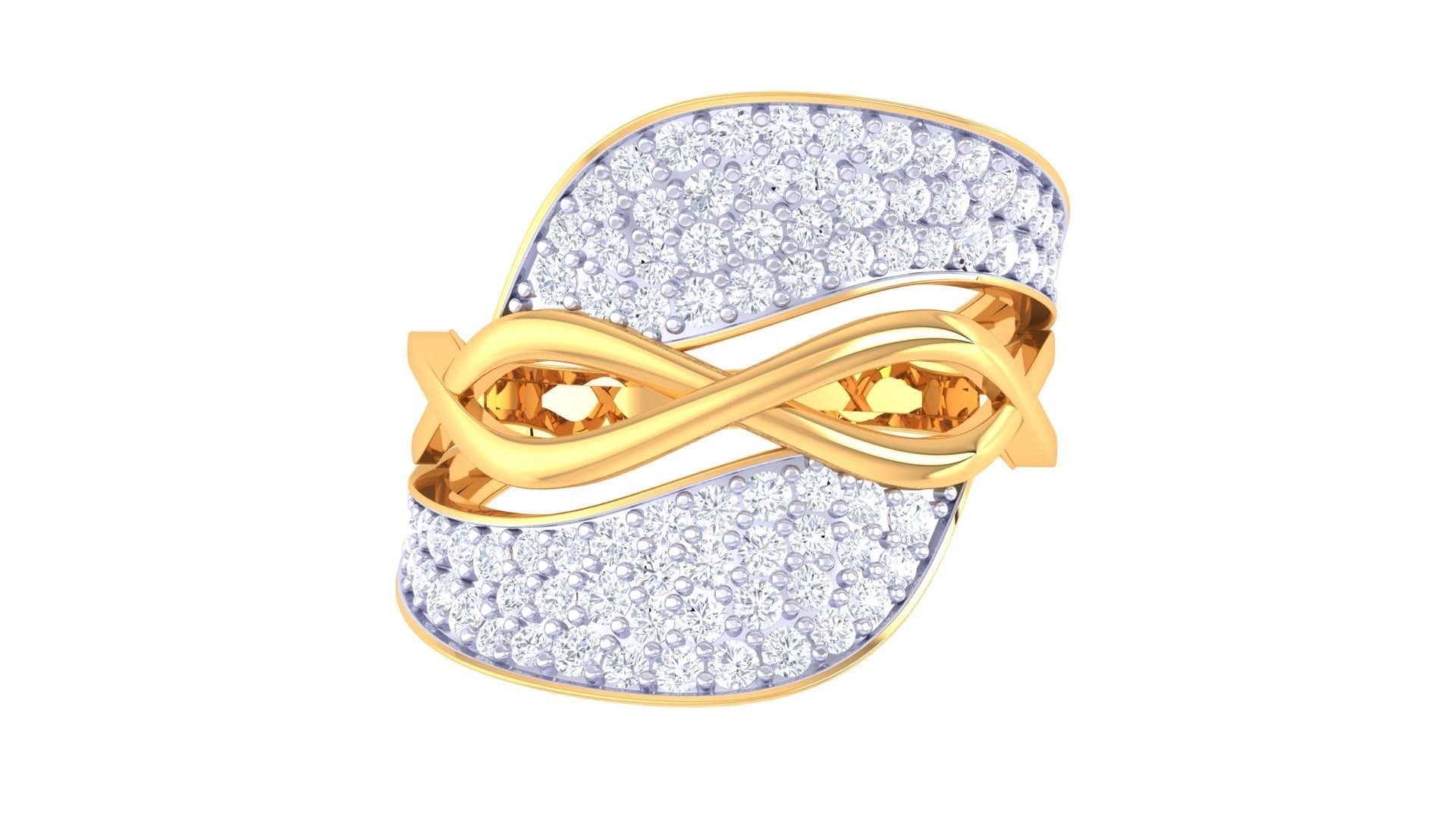 Wire High Jewelry Diamond Cocktail Ring 3dm stl obj 3D print model_7