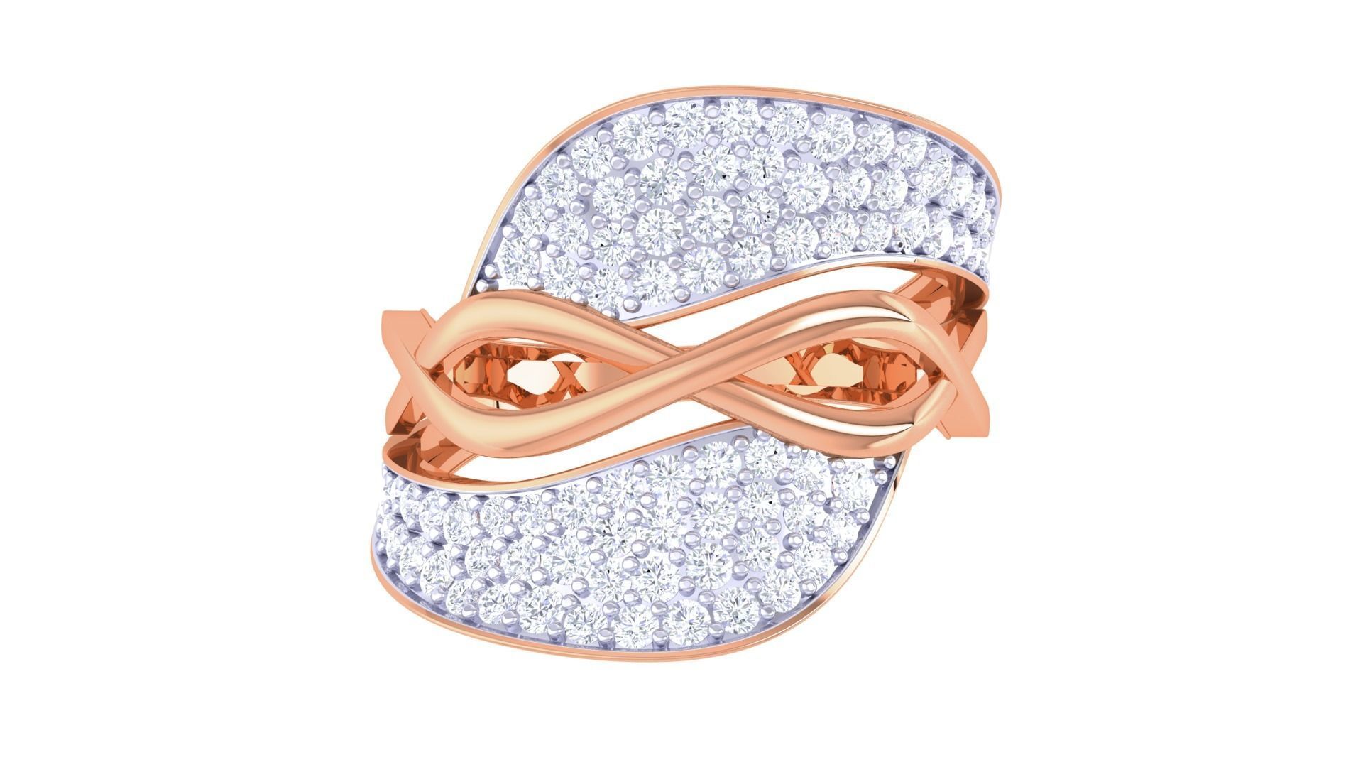 Wire High Jewelry Diamond Cocktail Ring 3dm stl obj 3D print model_9