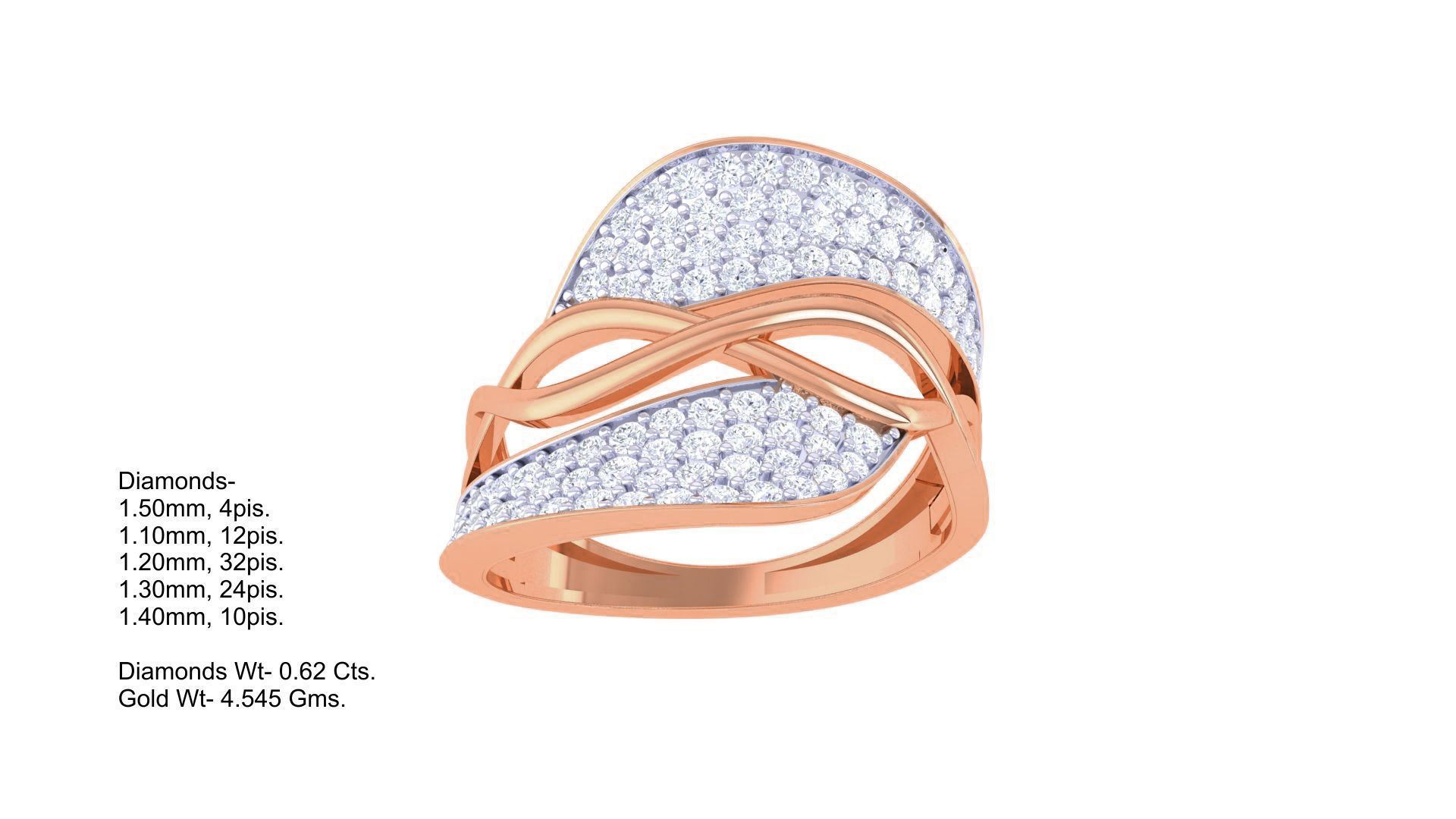 Wire High Jewelry Diamond Cocktail Ring 3dm stl obj 3D print model_3