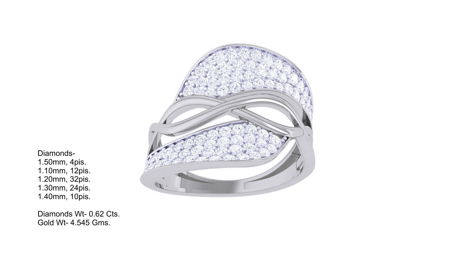 Wire High Jewelry Diamond Cocktail Ring 3dm stl obj 3D print model_2