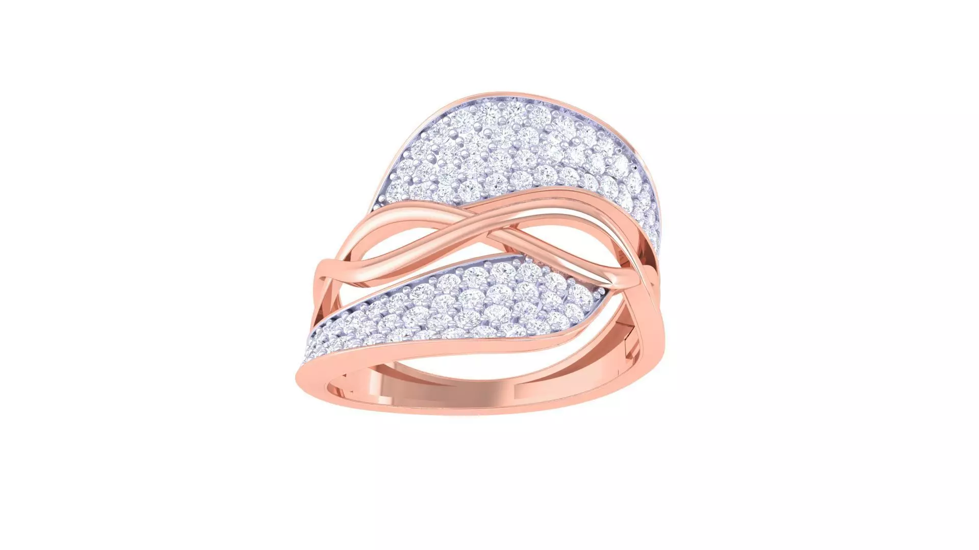 Wire High Jewelry Diamond Cocktail Ring 3dm stl obj 3D print model_0