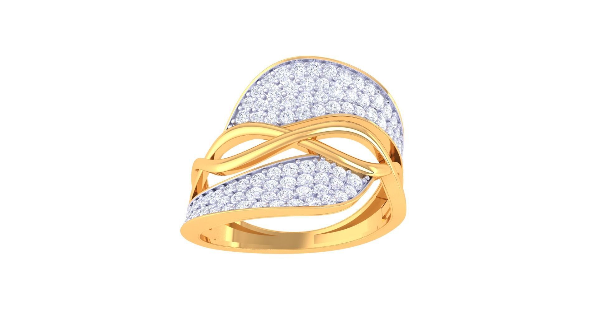 Wire High Jewelry Diamond Cocktail Ring 3dm stl obj 3D print model_4