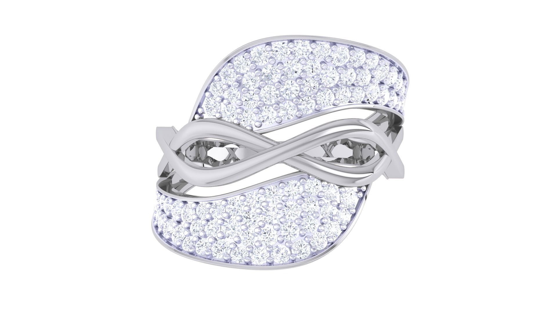 Wire High Jewelry Diamond Cocktail Ring 3dm stl obj 3D print model_8