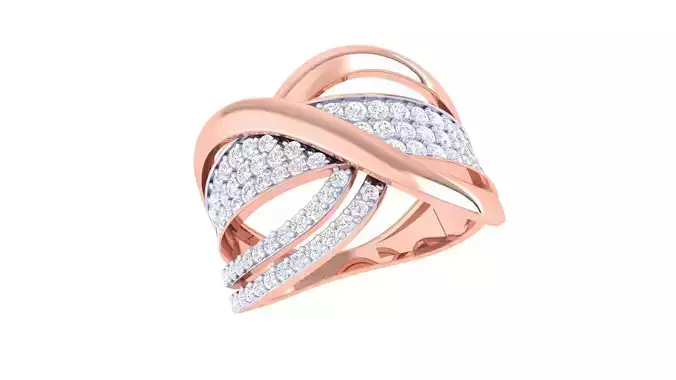 Wire High Jewelry Diamond Cocktail Ring 3dm stl obj