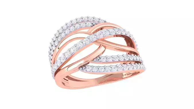 Wire High Jewelry Diamond Cocktail Ring 3dm stl obj