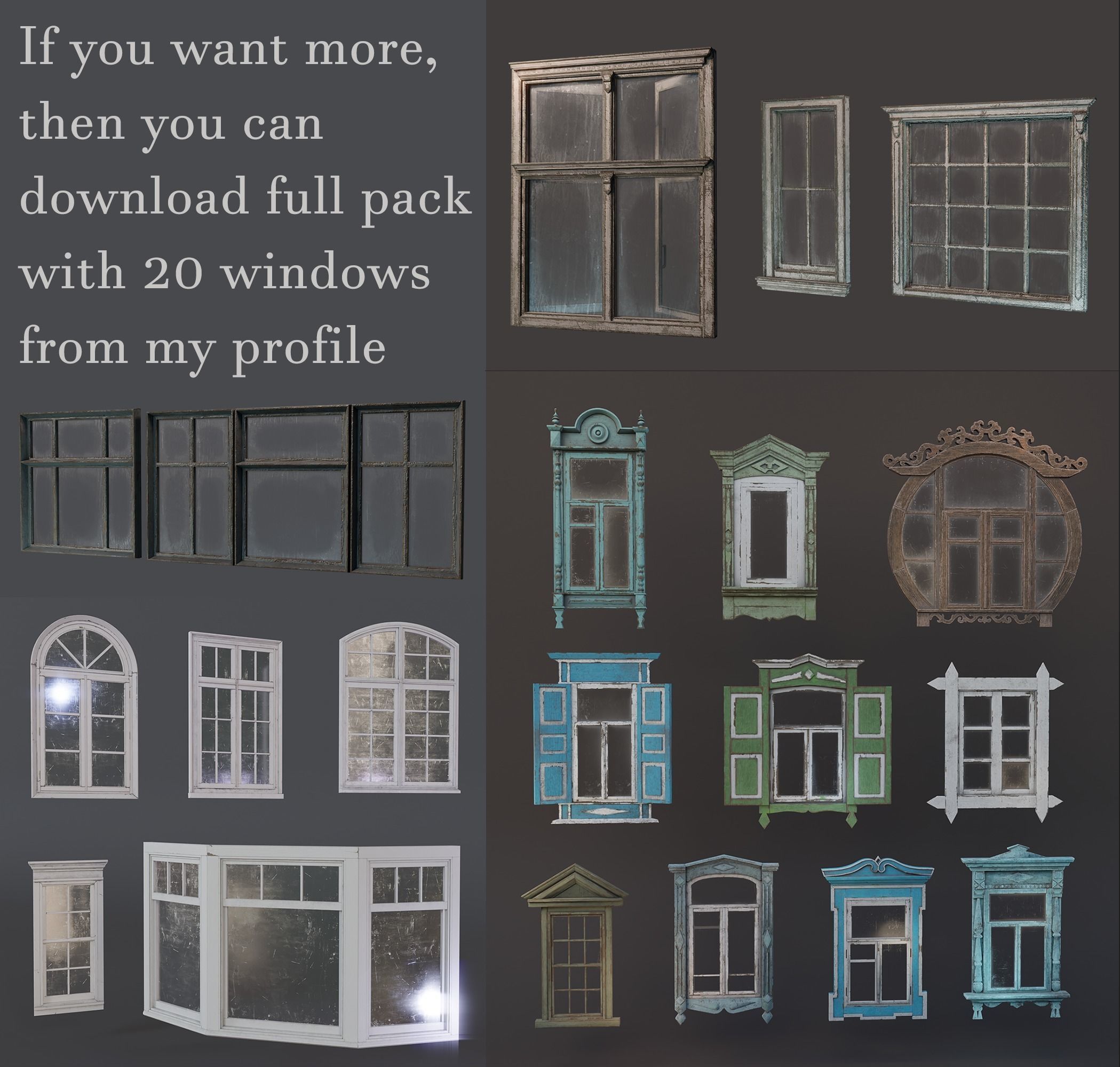 Old Windows pack  Low-poly 3D model_3