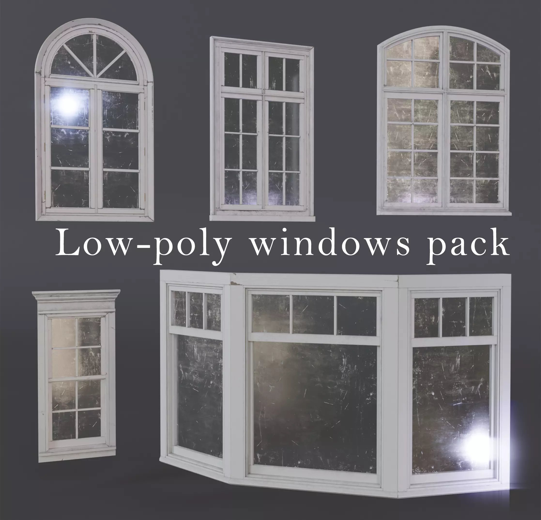 Old Windows pack  Low-poly 3D model_0