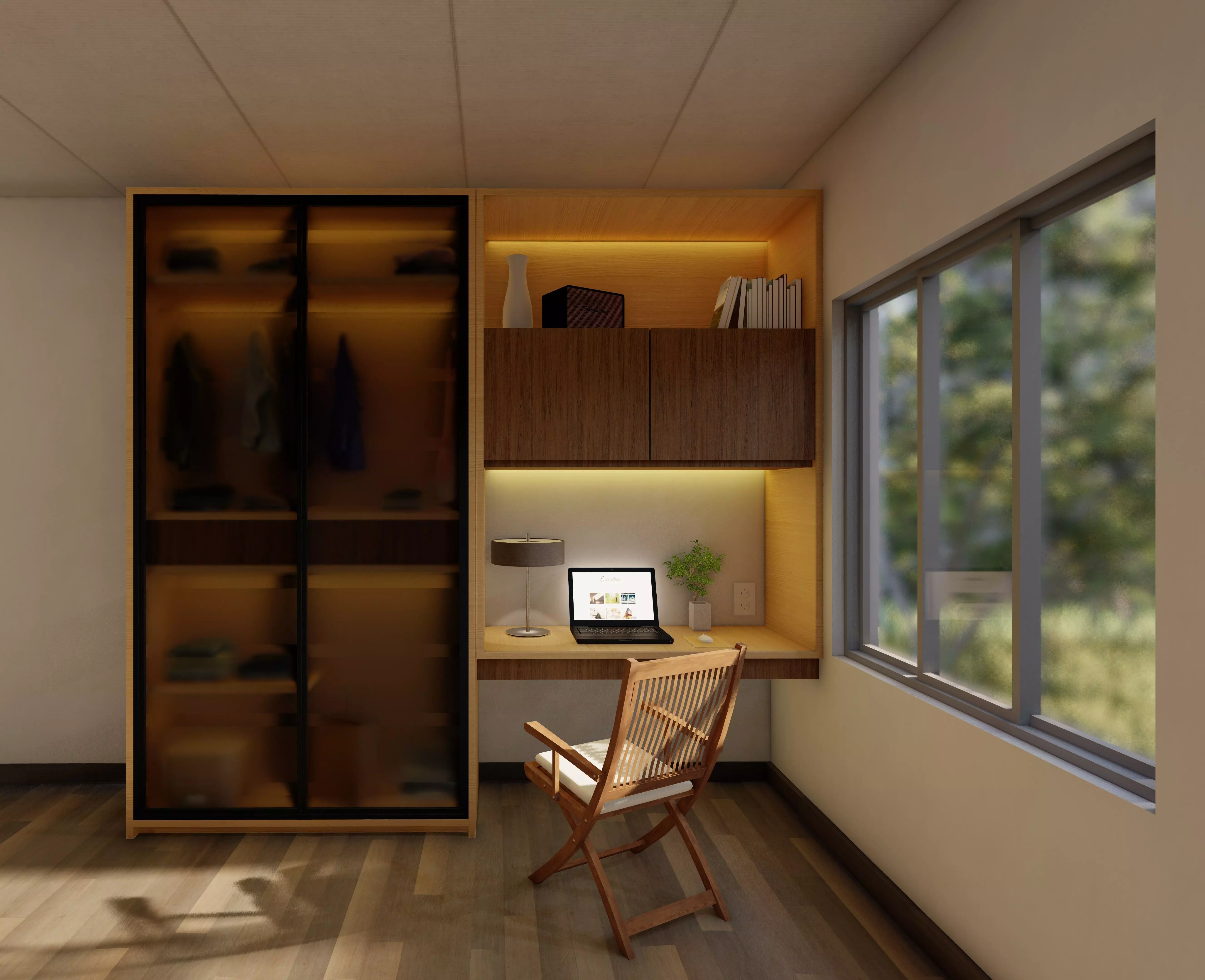 Wardrobe Low-poly 3D model_0