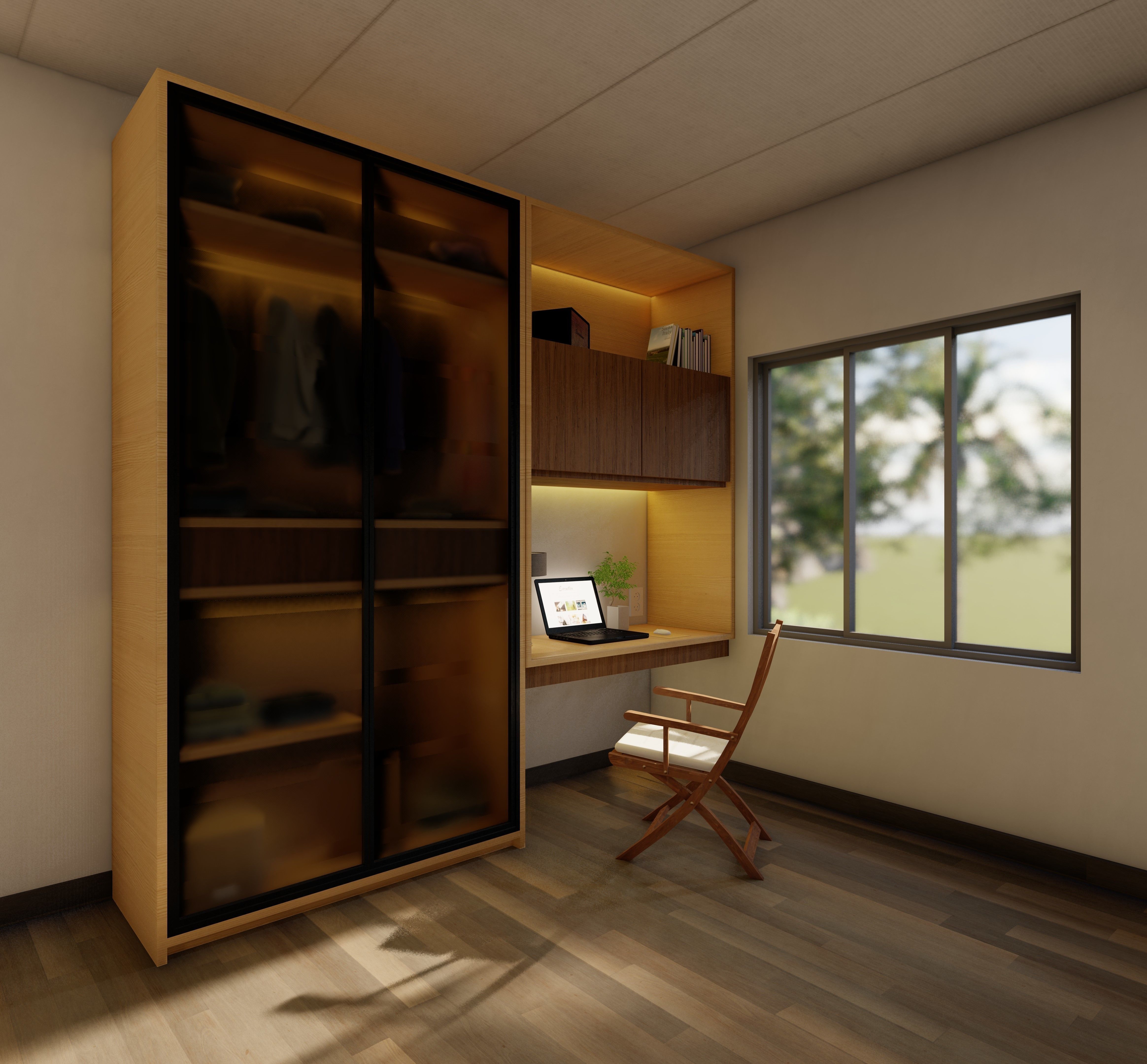 Wardrobe Low-poly 3D model_1