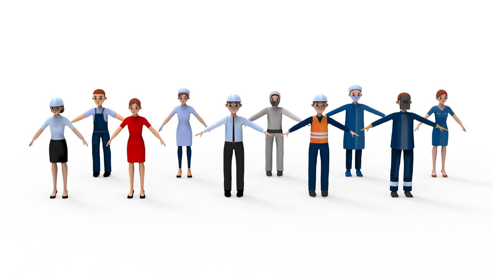 Construction Workers Collection 1 Low-poly 3D model_2