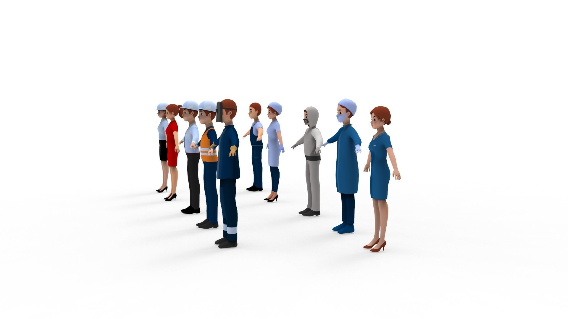 Construction Workers Collection 1 Low-poly 3D model_4