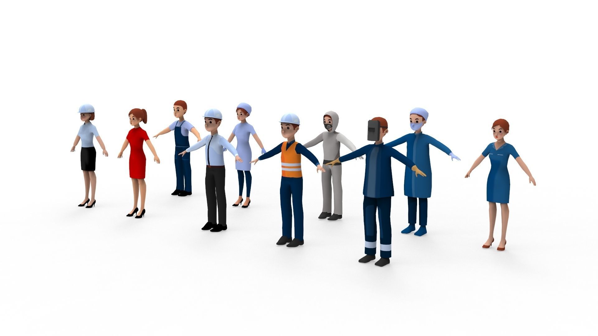 Construction Workers Collection 1 Low-poly 3D model_3