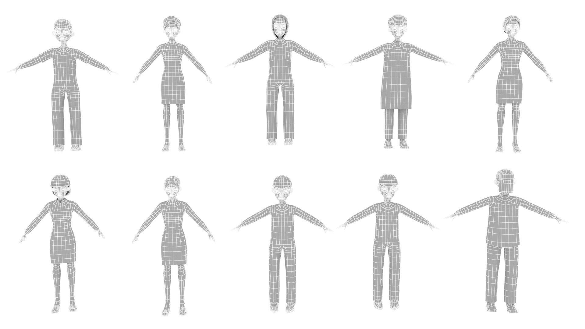 Construction Workers Collection 1 Low-poly 3D model_9