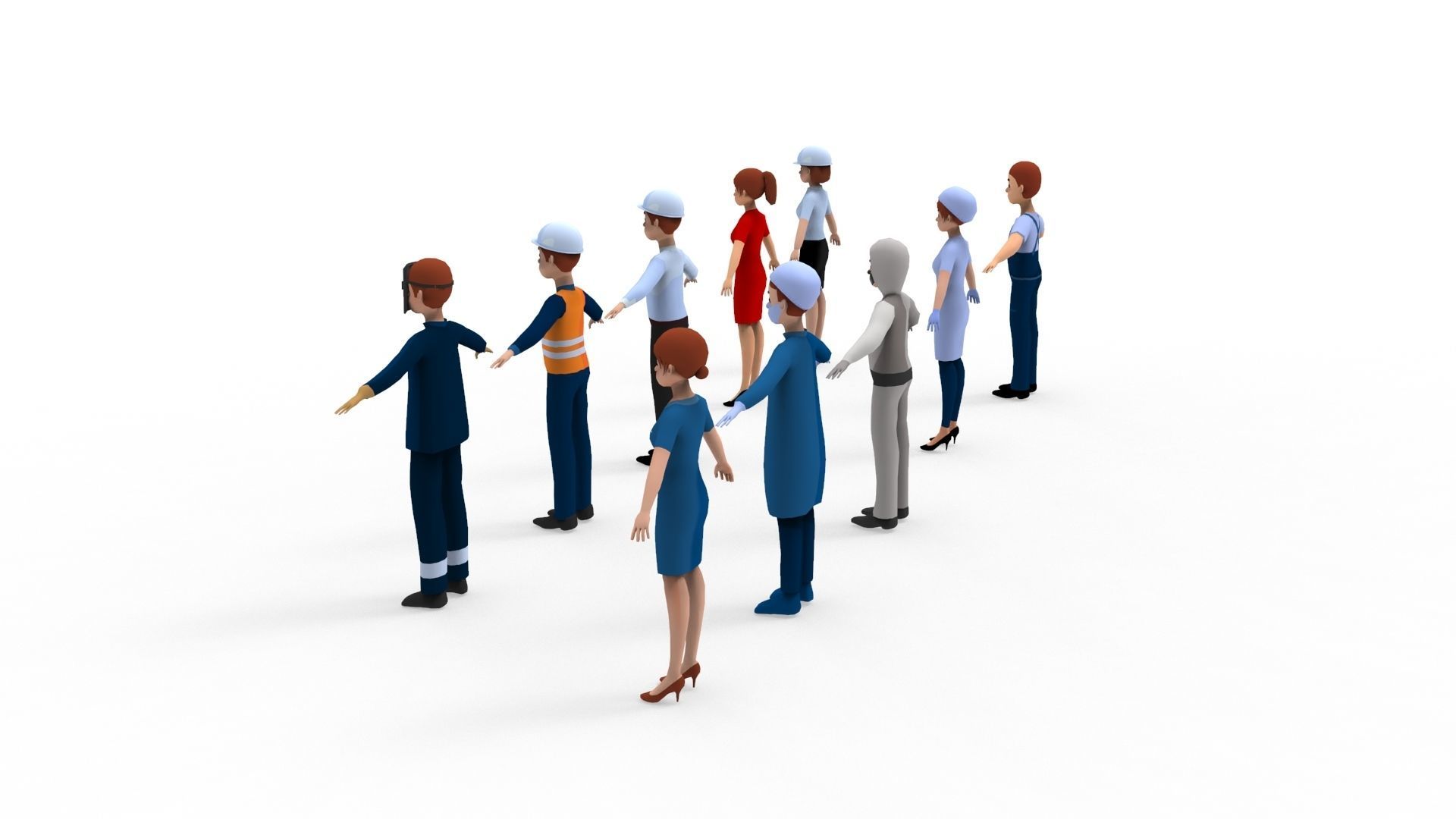 Construction Workers Collection 1 Low-poly 3D model_5