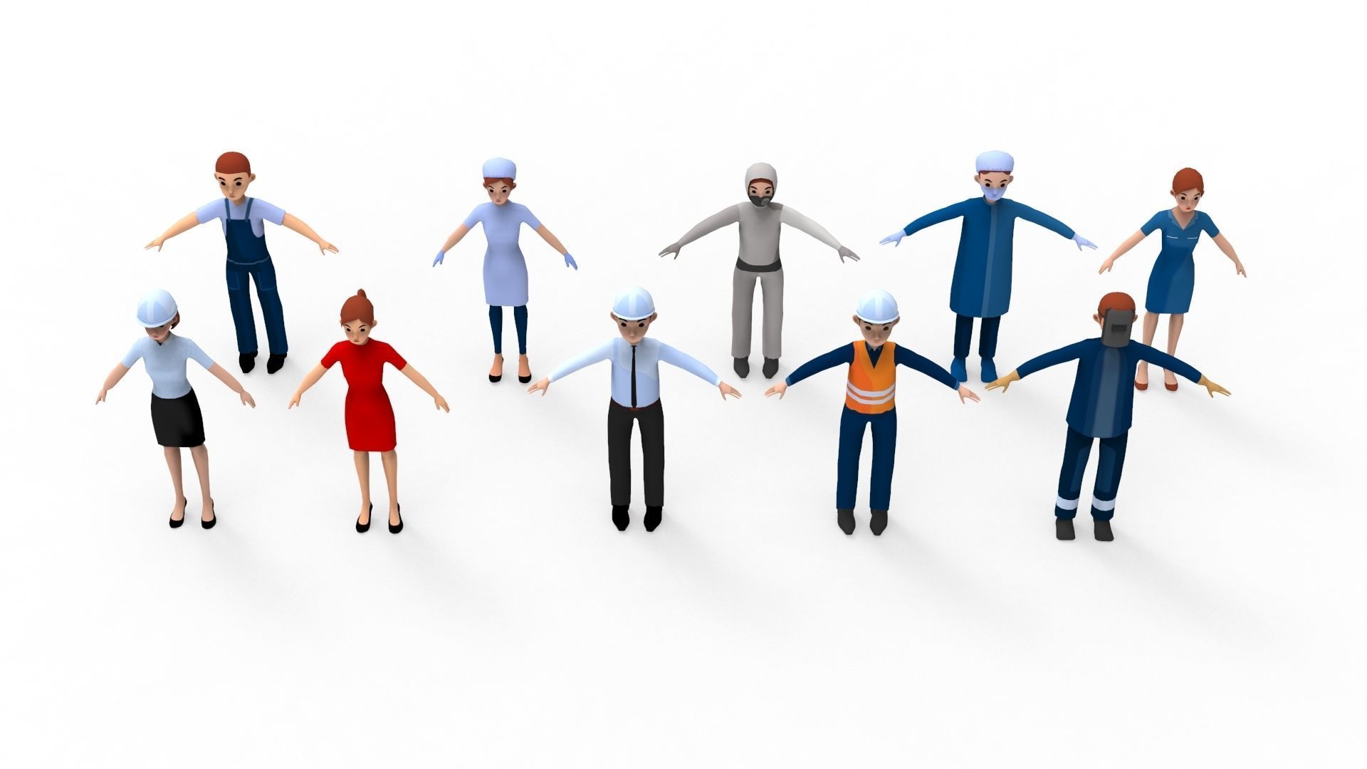 Construction Workers Collection 1 Low-poly 3D model_8