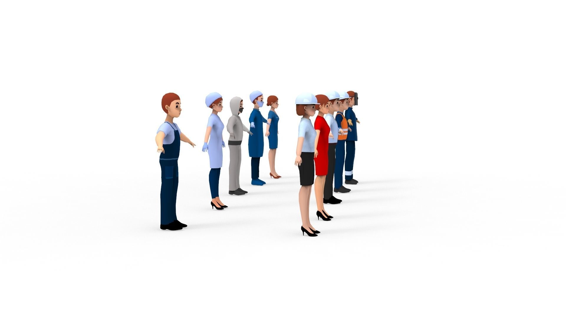 Construction Workers Collection 1 Low-poly 3D model_7