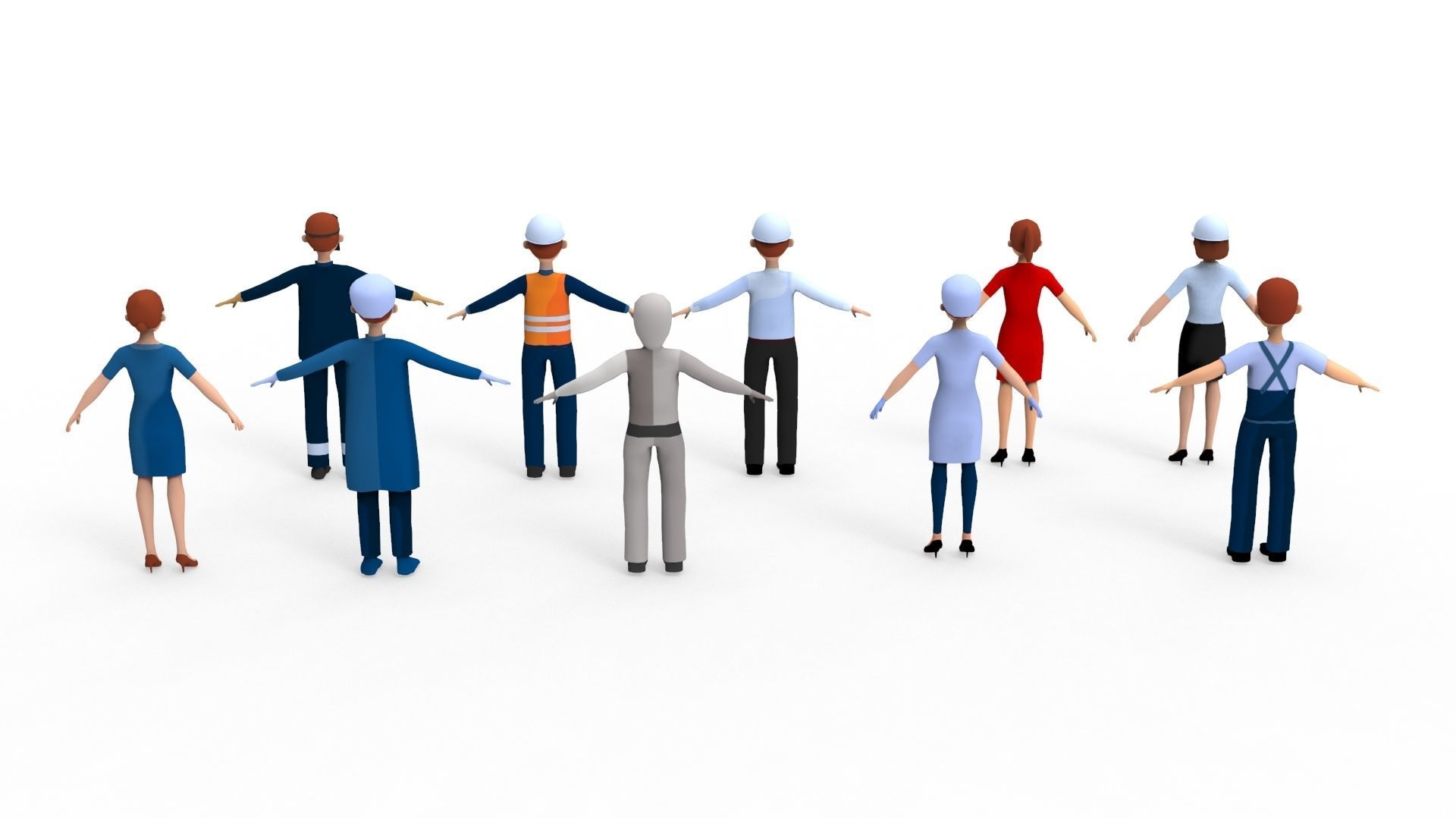 Construction Workers Collection 1 Low-poly 3D model_6