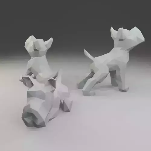 Low polygon schnauzer 3D print model  in three poses 3D print model