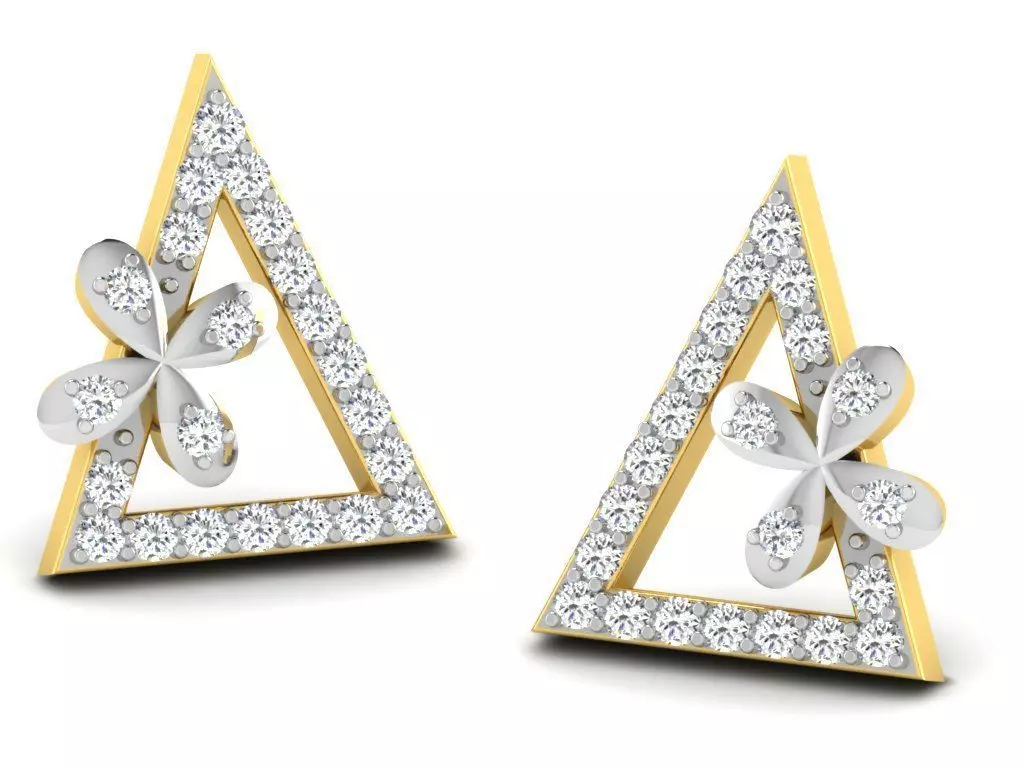 Gold Diamond Women Earring 3D print Model 3D print model
