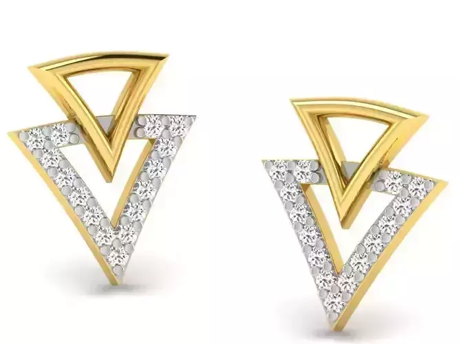 Gold Diamond Women Earring 3D print Model
