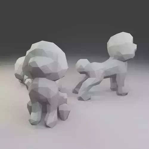 Low polygon toy poodle 3D print model  in three poses 3D print model