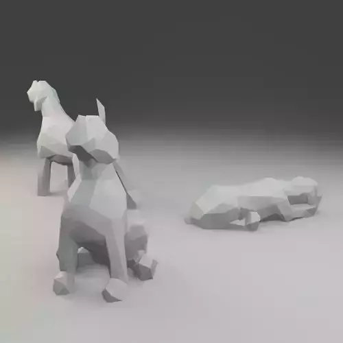 Low polygon Giant Schnauzer 3D print model  in three poses 3D print model