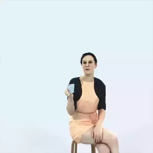 Eternal 21L Summer Drinking Coffee Casual Sitting Woman