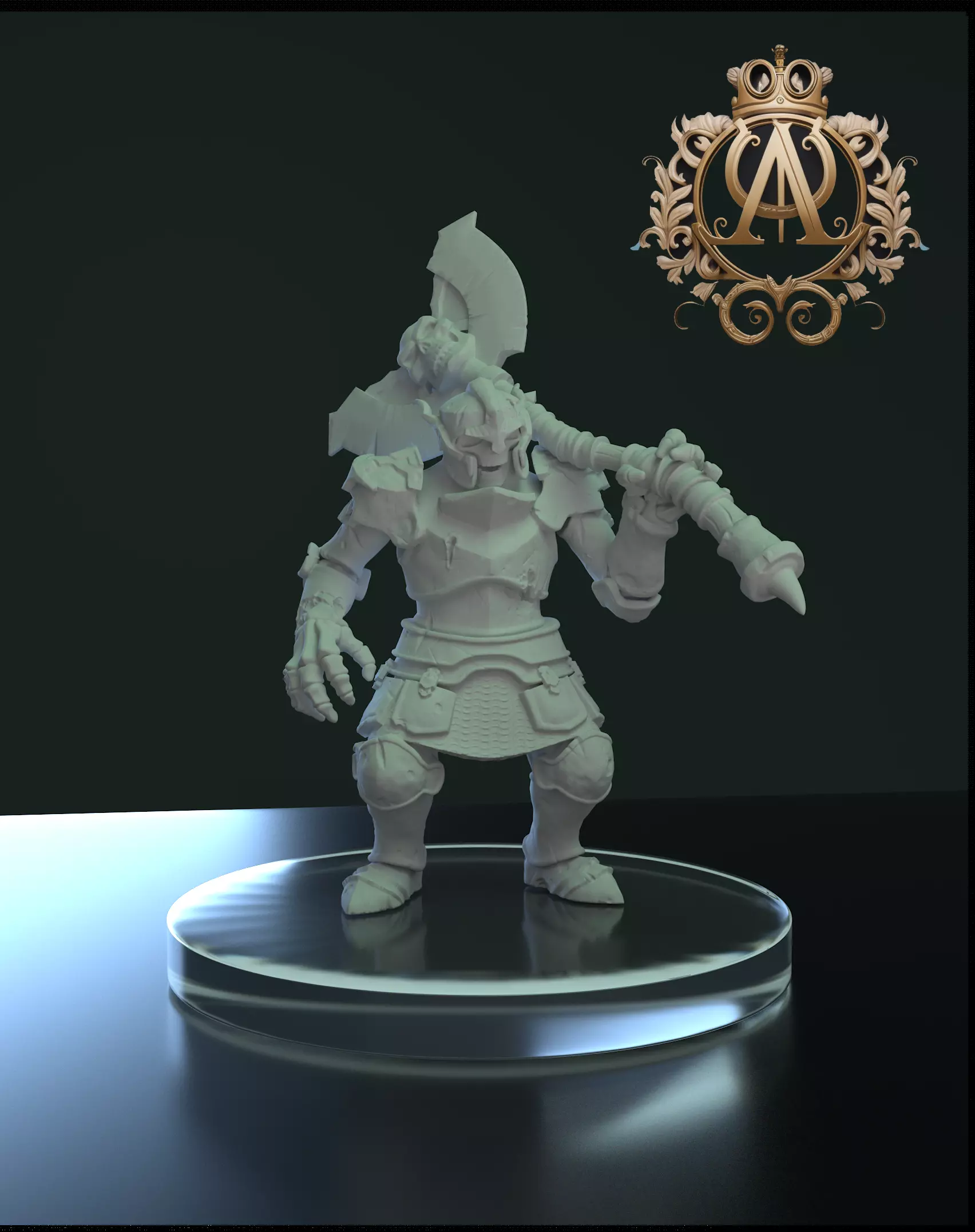 Undead Knight with an axe 3D print model_0