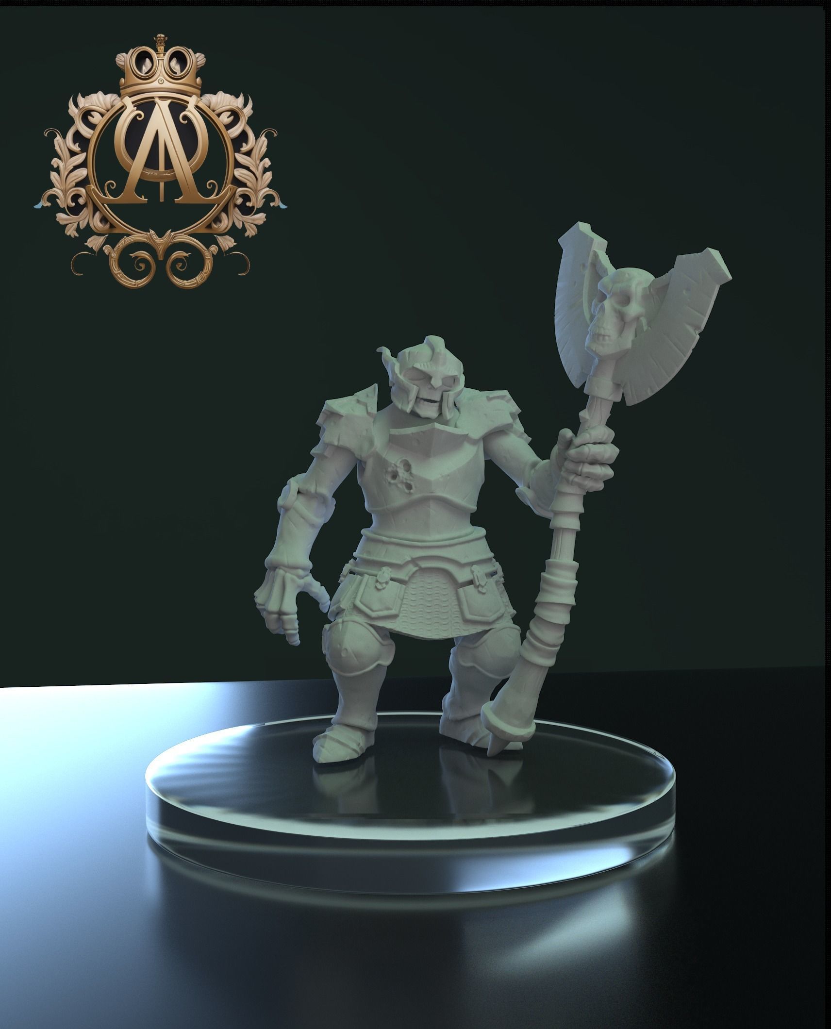 Undead Knight with an axe 3D print model_5