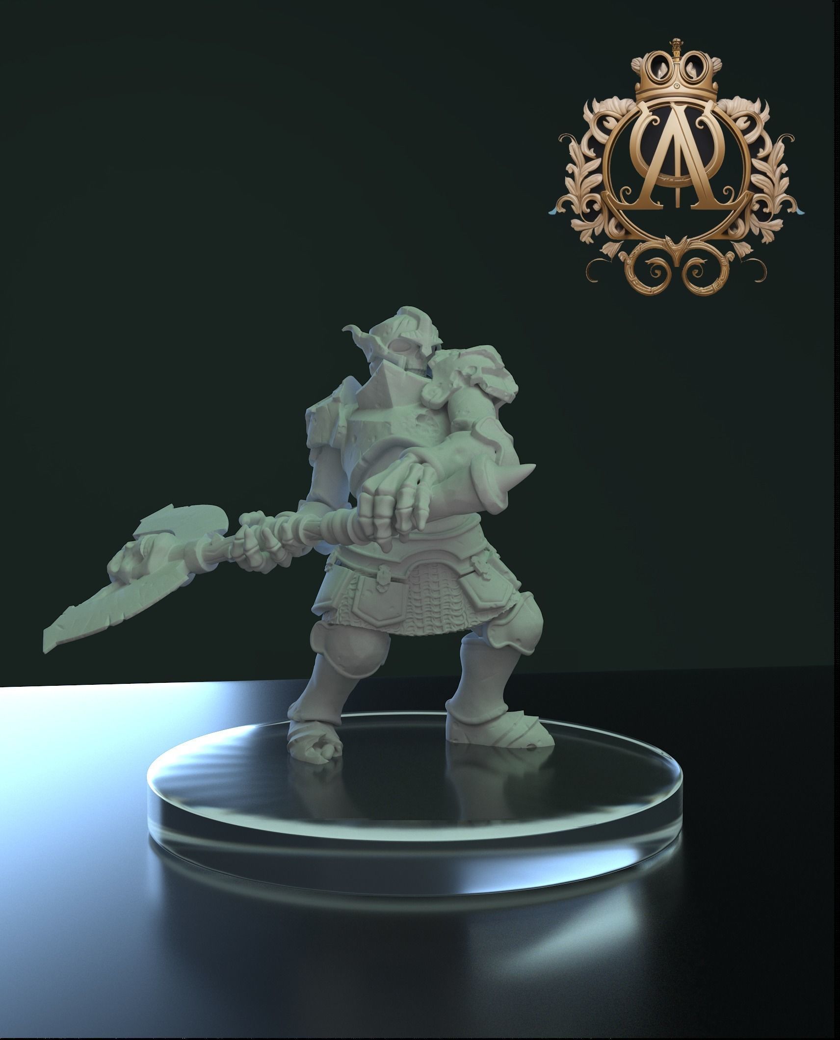 Undead Knight with an axe 3D print model_4