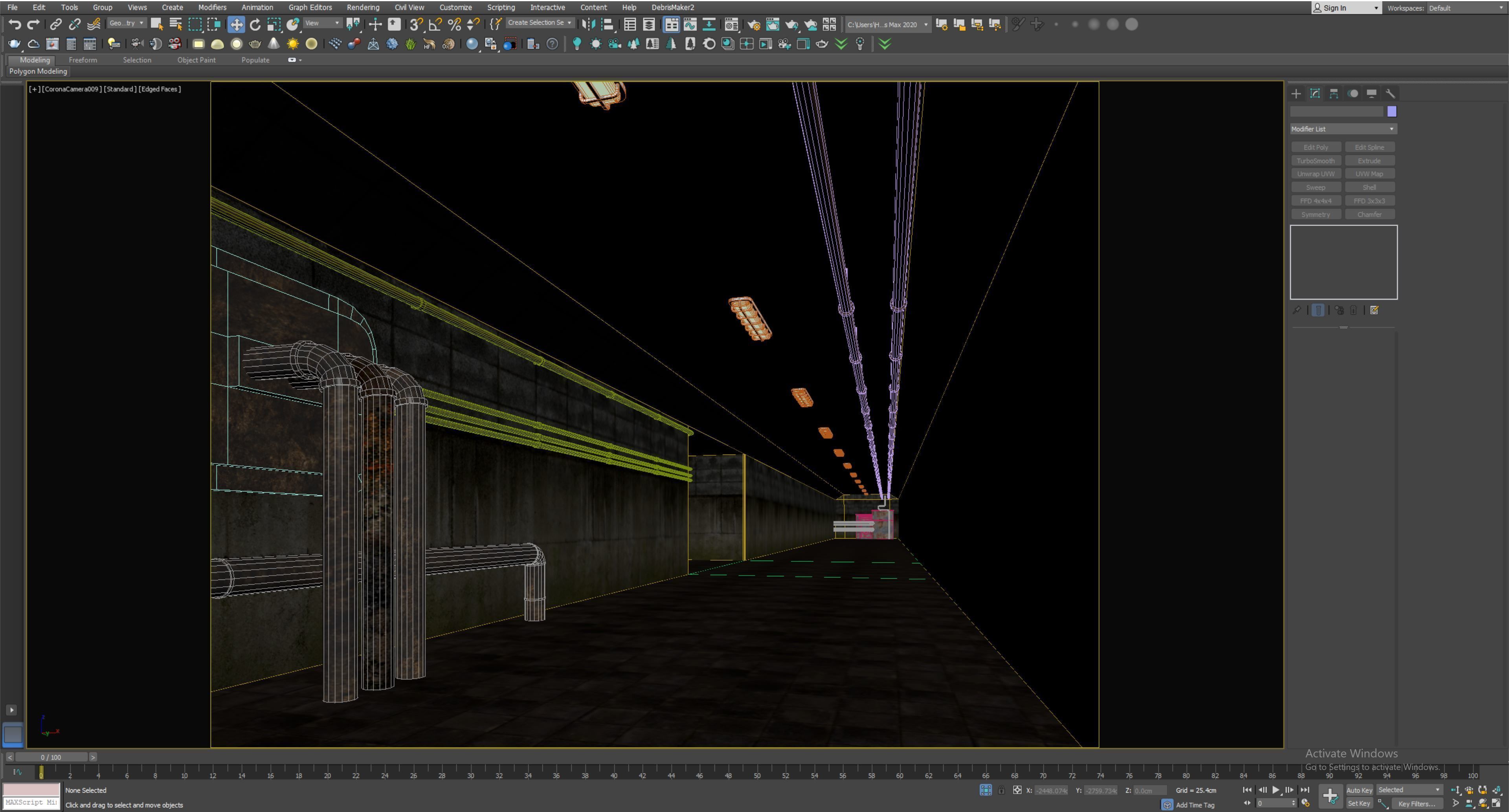 low poly old dark underground corridor 01 Low-poly 3D model_4