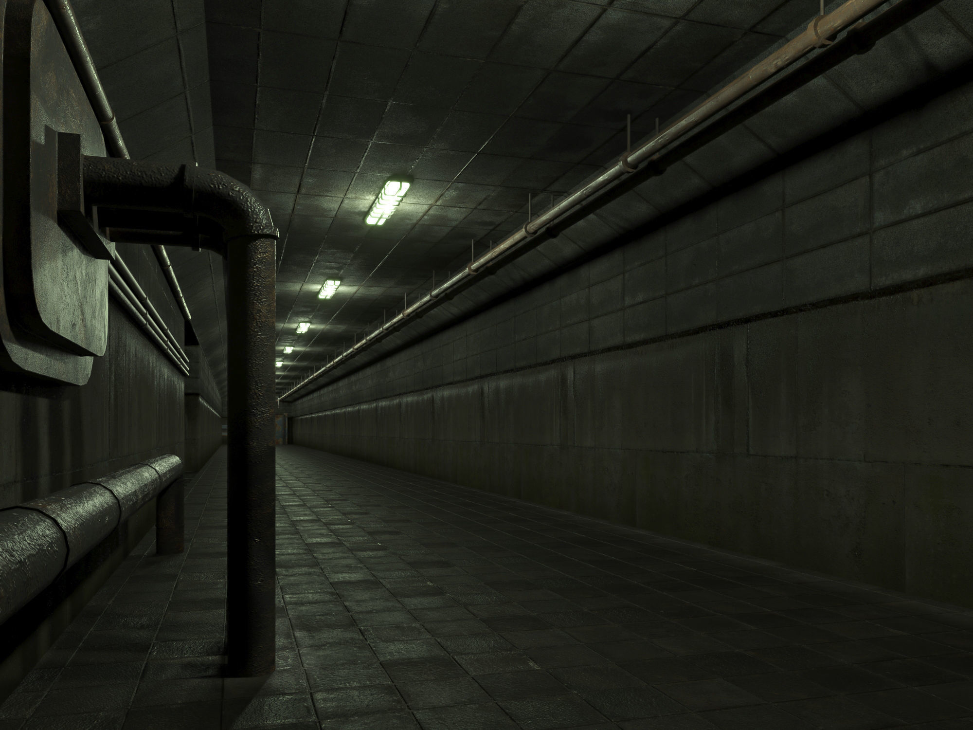low poly old dark underground corridor 01 Low-poly 3D model_2
