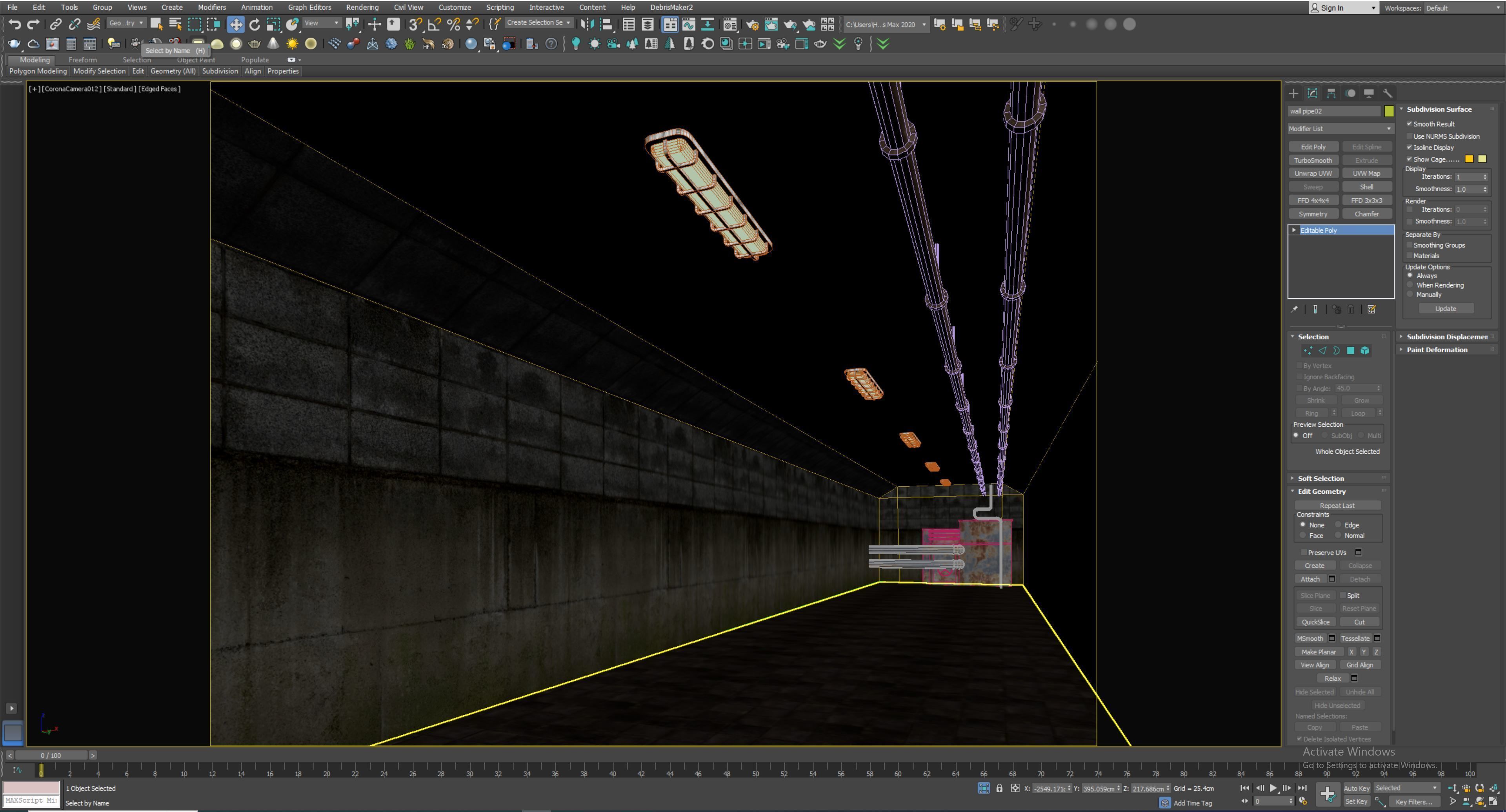 low poly old dark underground corridor 01 Low-poly 3D model_5