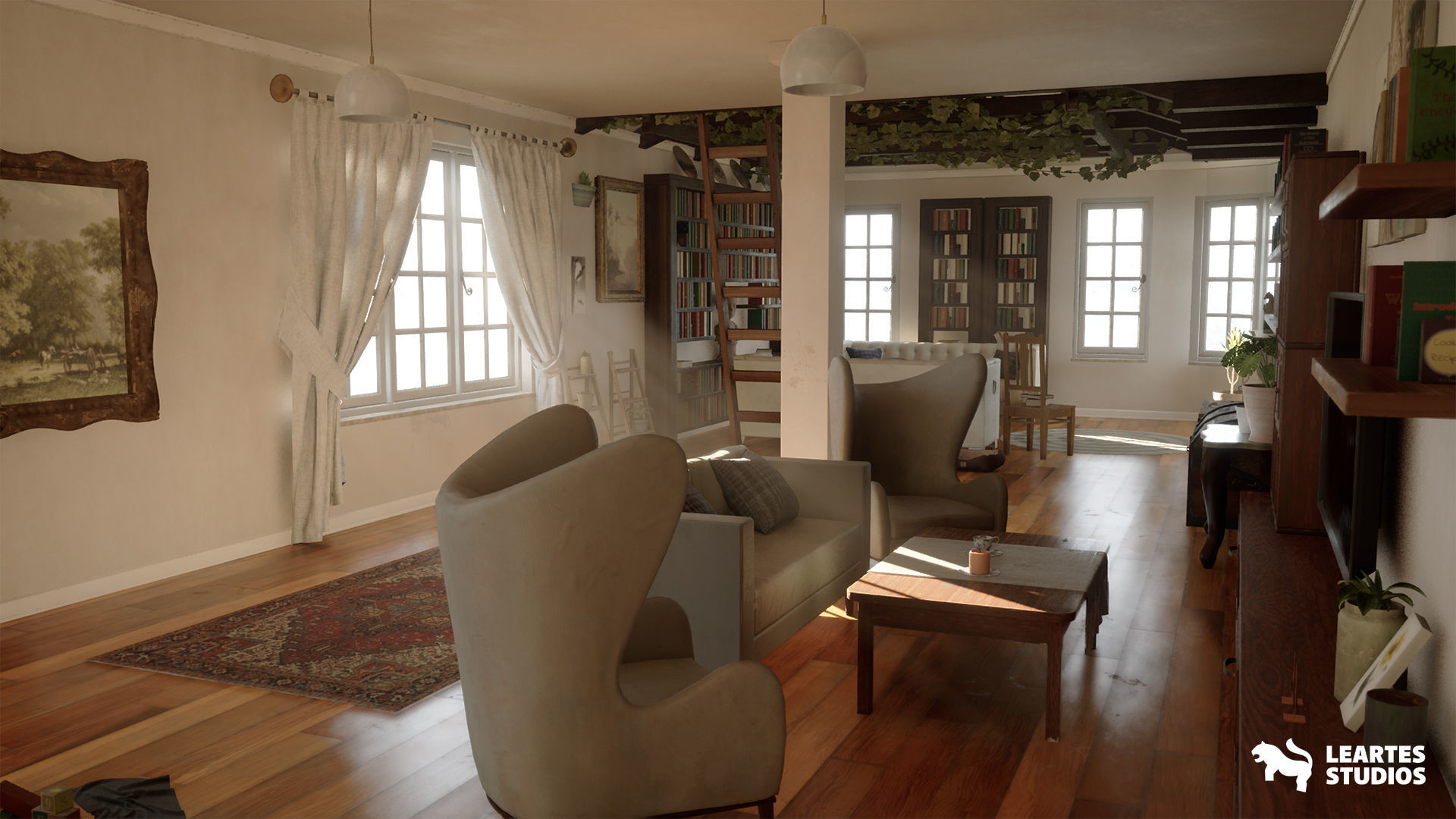 English Cottage Interior Low-poly 3D model_3