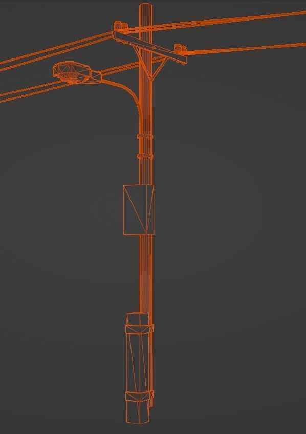 Old electric pole set PBR game ready Low-poly 3D model_9