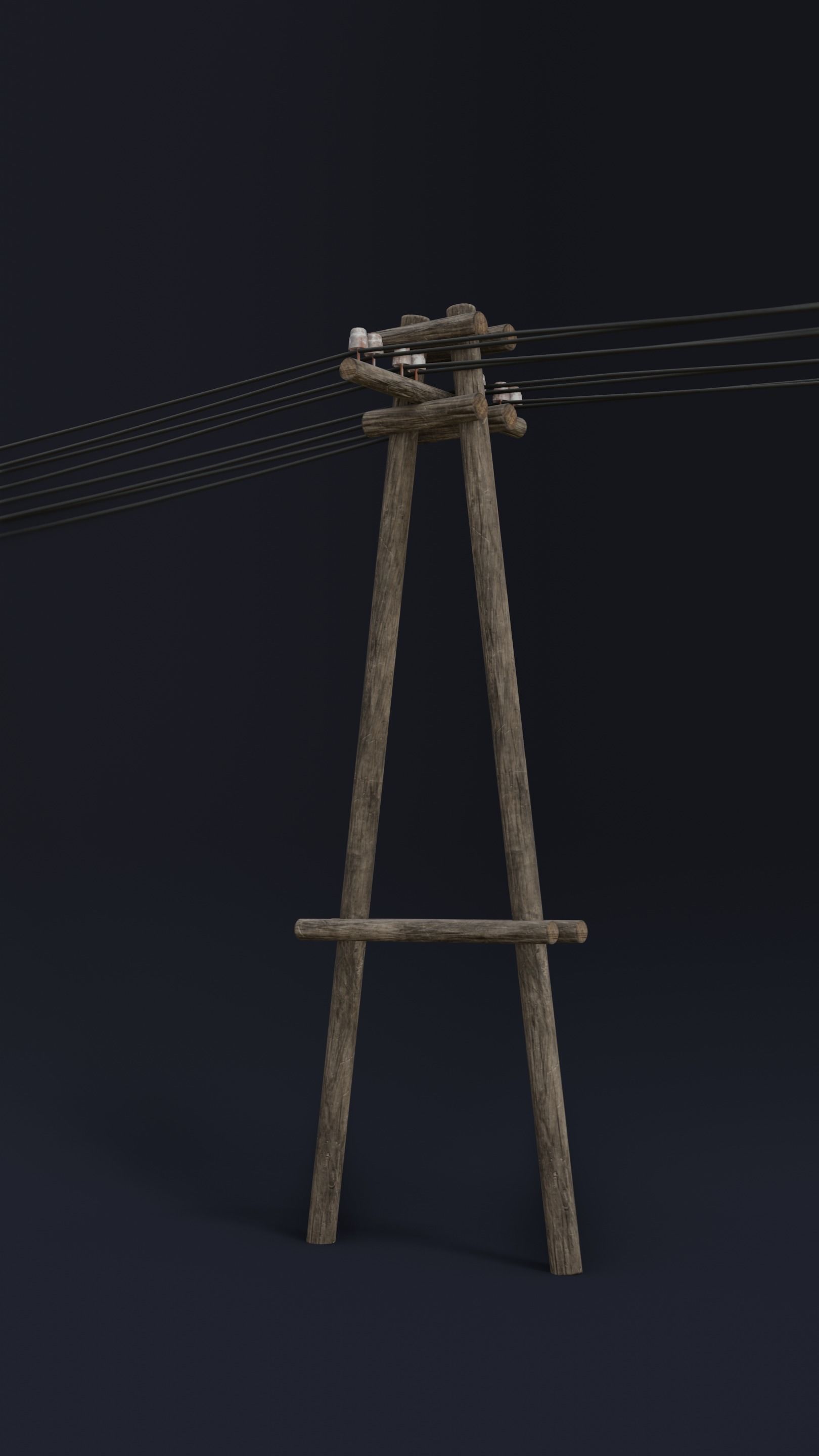 Old electric pole set PBR game ready Low-poly 3D model_5