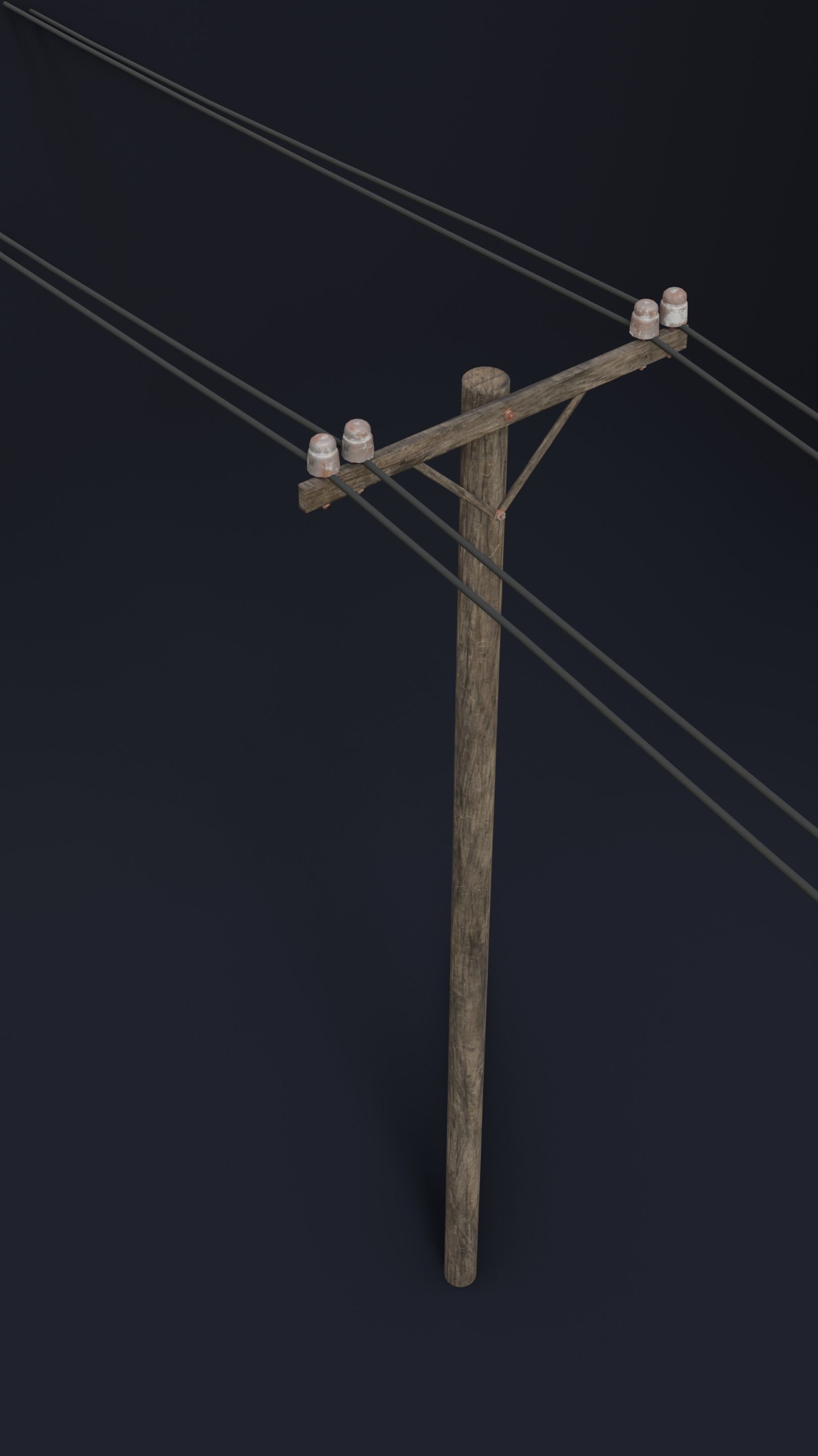 Old electric pole set PBR game ready Low-poly 3D model_8